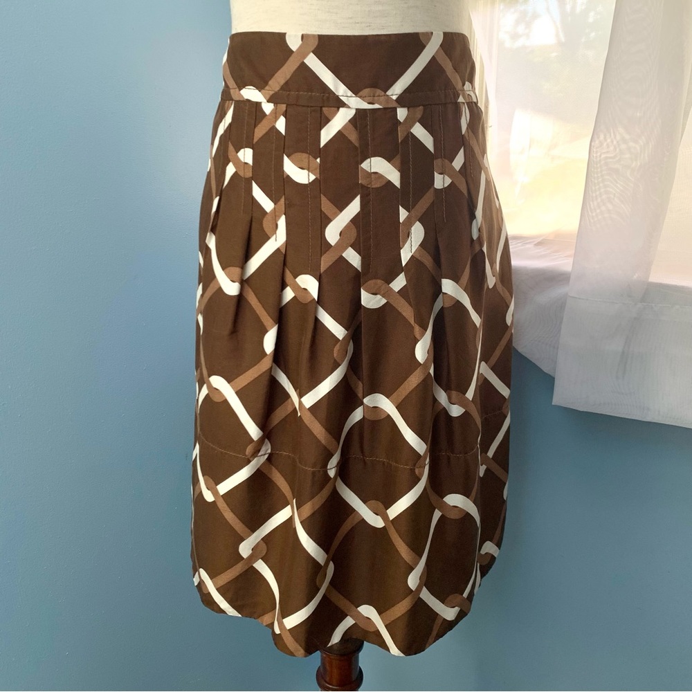 Banana Republic Brown Lattice Print Silk Skirt